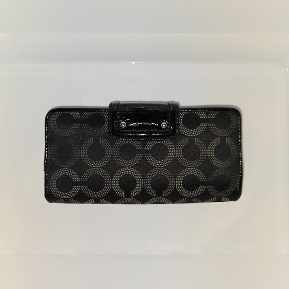 Signature Coach Wallet- 100% Authentic, black with silver, bifold - Picture 2 of 14